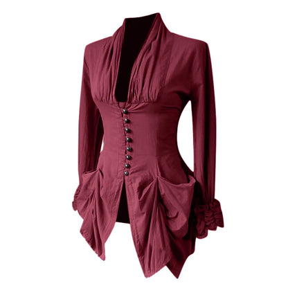 Gothic Shirt Medieval Stand Collar Ruffles Shirts