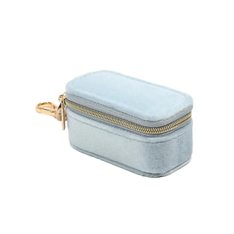 Portable Mini Jewelry Storage Box Travel Keychain Case for Earrings Necklaces Rings -