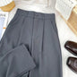 Fall Spring Black Suit Haren Pants Elastic High Waist Casual