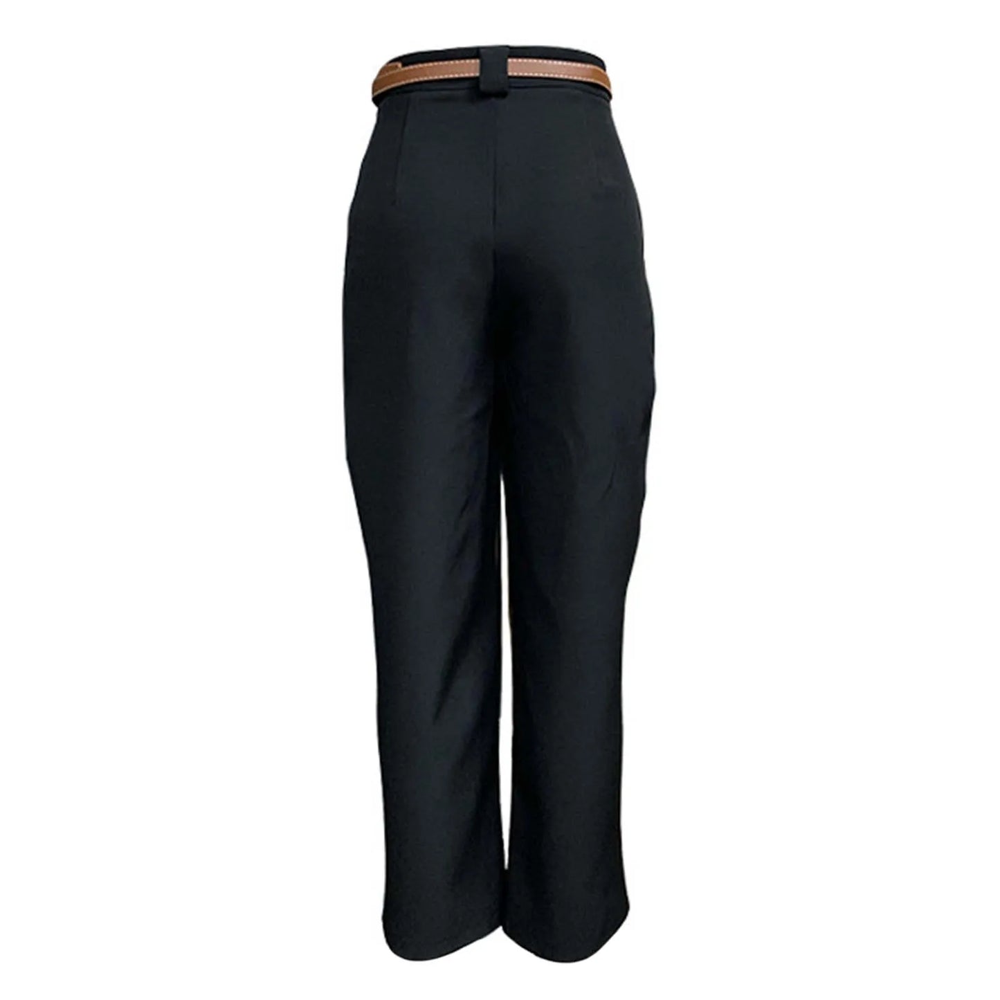 Elegant Women's Solid Color High Waist Ankle Length Straight Leg Dress Pants