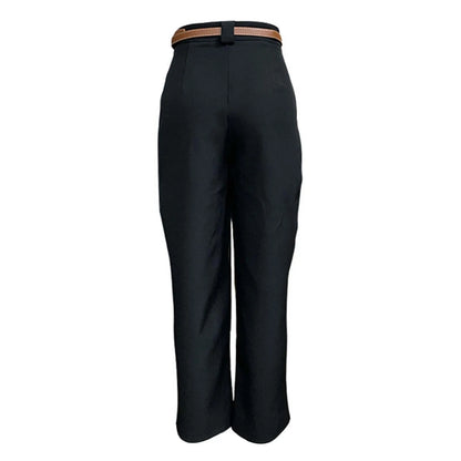 Elegant Women's Solid Color High Waist Ankle Length Straight Leg Dress Pants