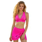 Women s 2-Piece Swimsuit Set Sexy Cutout V-Neck Bikini Top with Knotted High Slit Skirt Bottoms