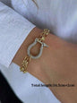 1PC Luxury Gold& Silver Horseshoe Bracelet, Chunky, Stainless Steel Bracelet