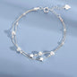 925 Sterling Silver Heart Shaped Necklace Bracelet Set Blue Crystal Bracelets