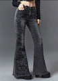 Retro Printed Bell Bottoms Street Mounted Navel Slim Jeans