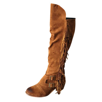 Women's Fringe Vintage Knee high Boot with Tassel