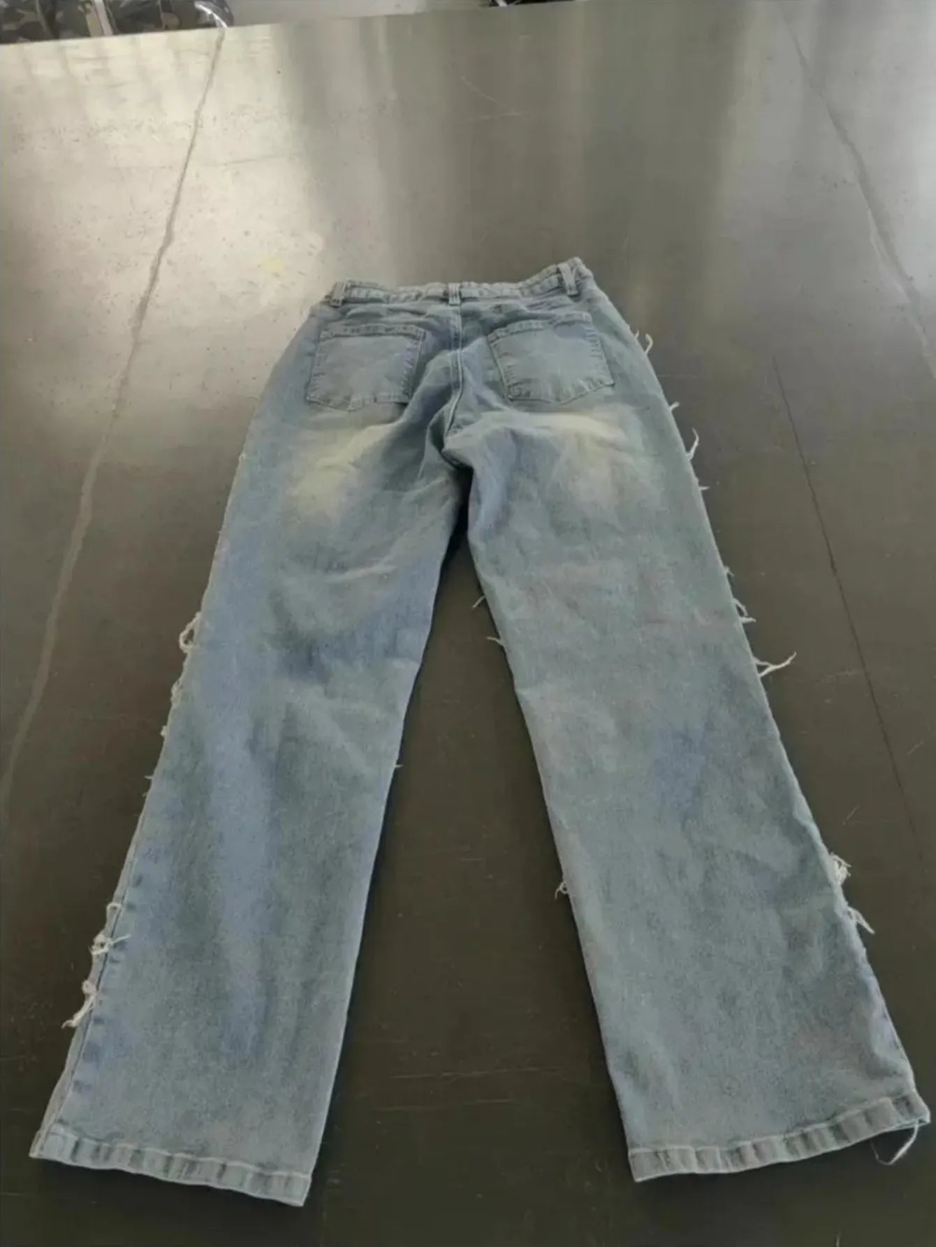 Fringed Distressed Flare Jeans - High Stretch Unique Tassel Design