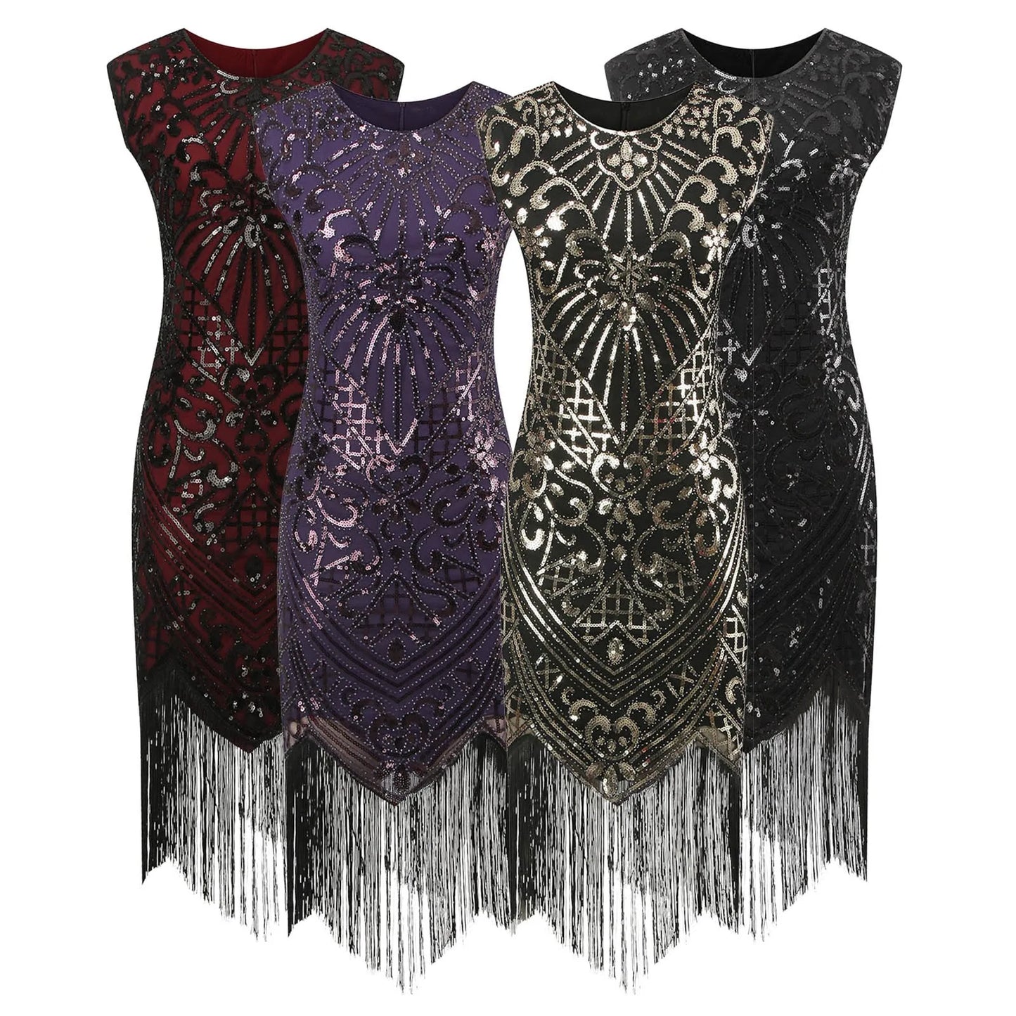 1920s Vintage Flapper Party Dress Tassels Hem Sequined