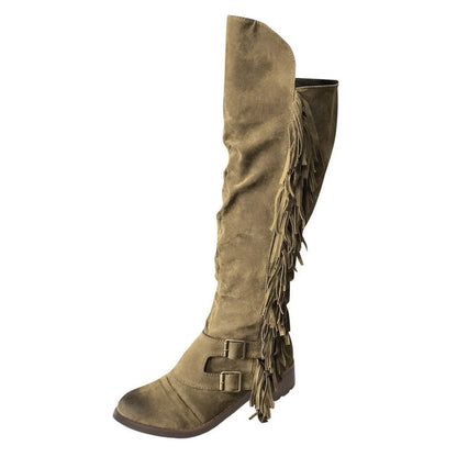 Women's Fringe Vintage Knee high Boot with Tassel