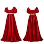 Medieval Vintage Satin Dress Short Sleeve High Waist Renaissance Dress