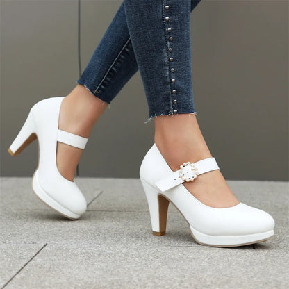 Classic White Mary Jane Pumps