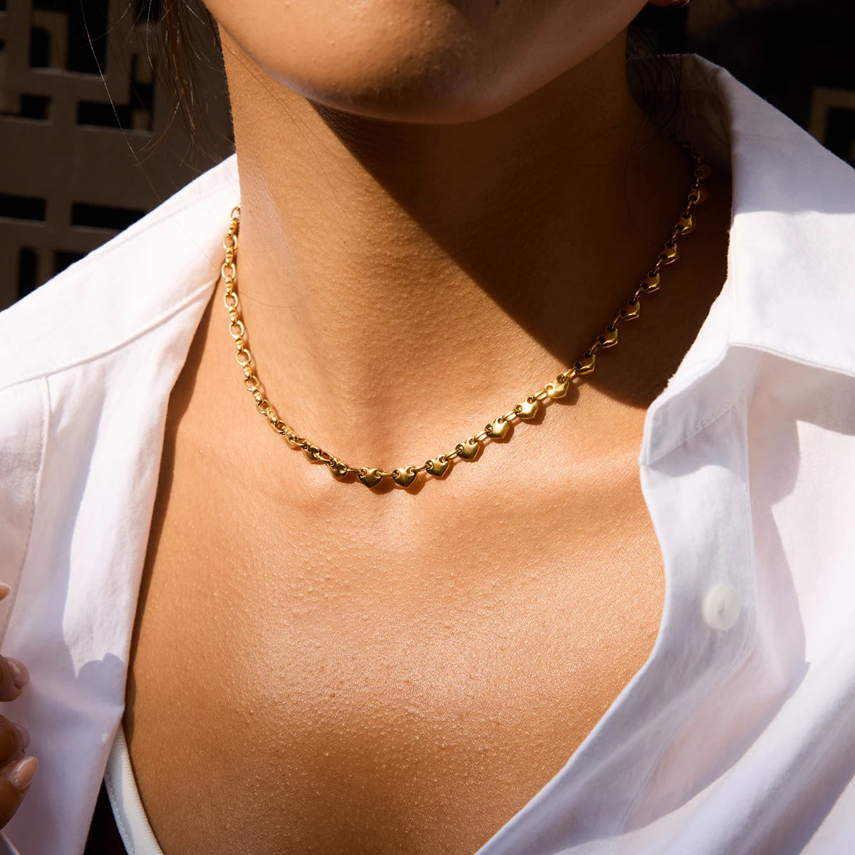 Simple Classic 18K Gold Color Plated Stainless Steel Heart-