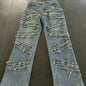Fringed Distressed Flare Jeans - High Stretch Unique Tassel Design