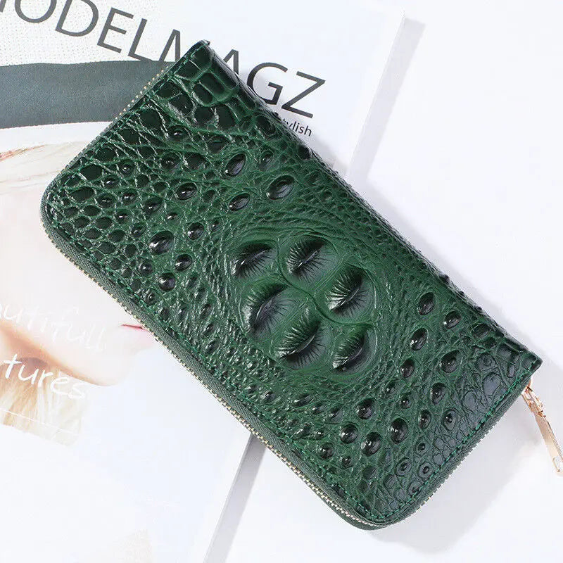 Fashion Women Crocodile Leather Wallet Large Capacity Credit Cards Holder Organizer Phone Clutch