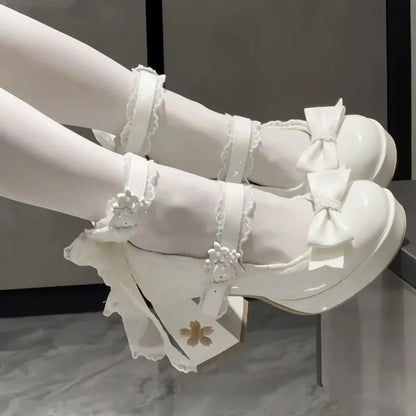 Lovely Girls Lolita Butterfly Knot High Heels Platform
