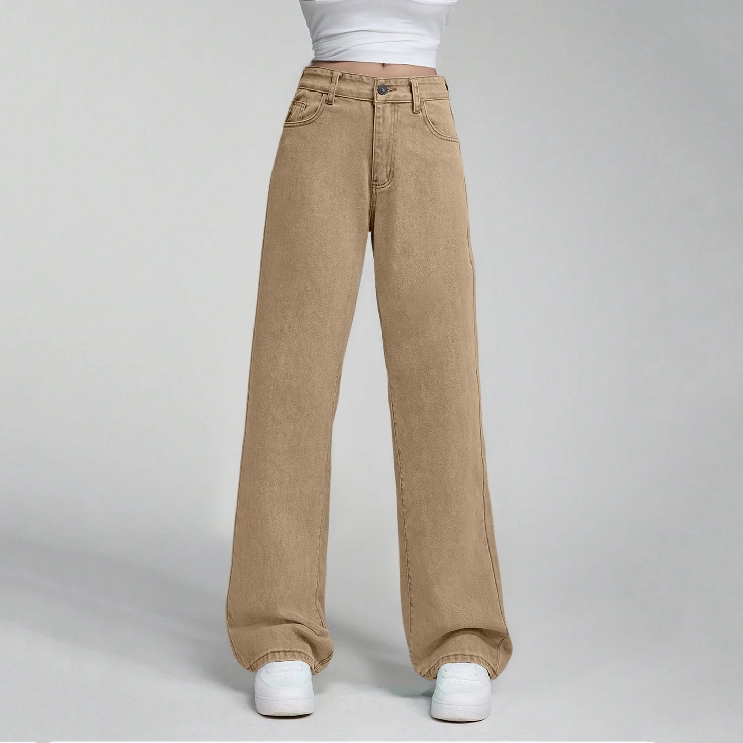 Ladies' High Waisted Straight Leg Pants Loose Casual