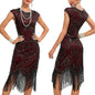 1920s Vintage Flapper Party Dress Tassels Hem Sequined