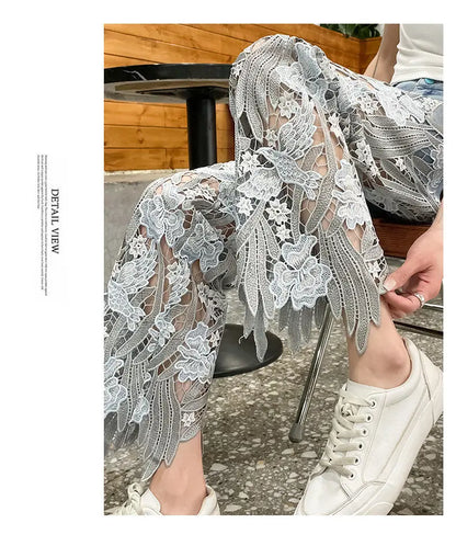 Lace Patchwork Hollow Niche Jeans