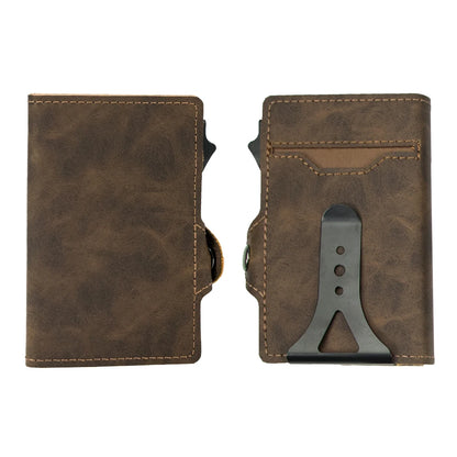 CASEKEY Top Quality Leather Cash Clip Wallet RFID NFC Protection Pop Up Metal Card Holder Case