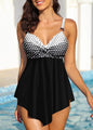 Women's Beachwear Draped Leaf Print Ladies Tankini Swimwear Swim Skirt Two Piece Bikini Set Beachwear S-6XL