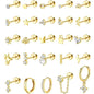 25 Pcs Surgical Steel Earrings for Sensitive Ears for Women Flat Back Studs