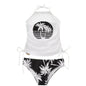 Contrast Mesh One Piece Swimsuit, V Neck Solid Color Backless Tummy Control High Cut Bathing Suit,