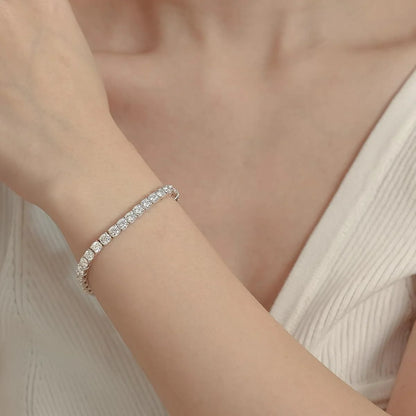 S925 Sterling Silvery Tennis Bracelet 2/ 3/ 4/ 5mm Moissanite
