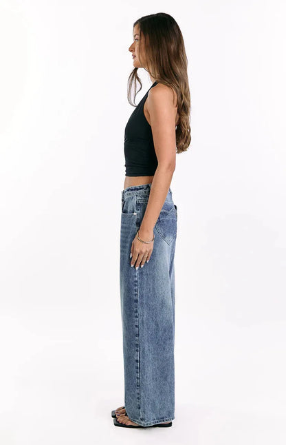 Heart Back Pocket Wide-Leg Jeans