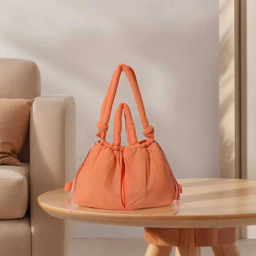 Nylon Solid Backpack Large Capacity Puffy Purse