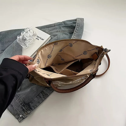 Vintage Canvas Tote Bag, Large Capacity, Water-Resistant with Adjustable Straps & Zipper Closure