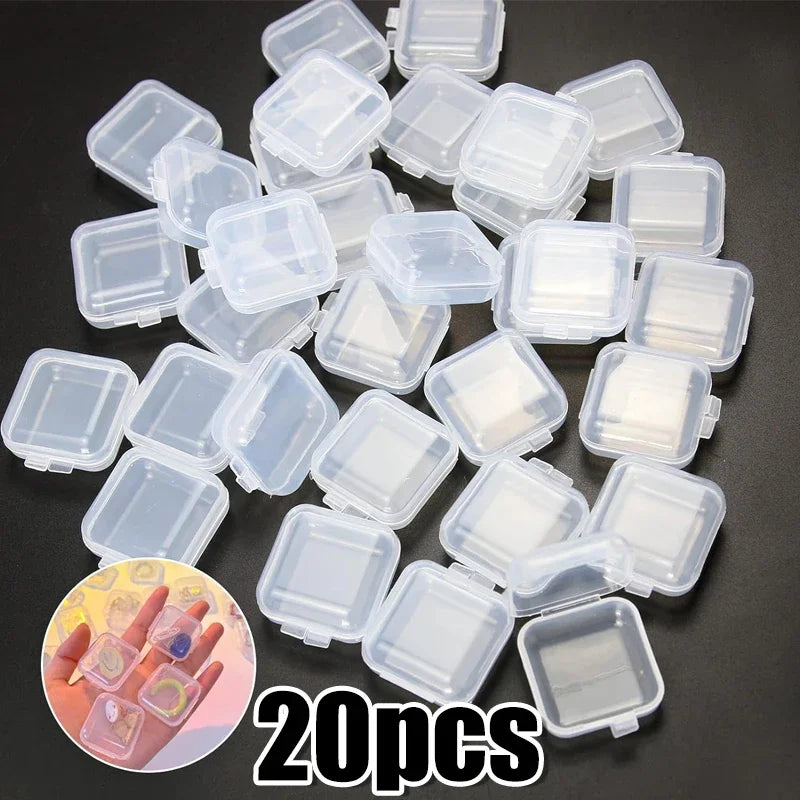 Transparent Plastic Mini Square Storage Box for Pill Jewelry Earrings Dustproof