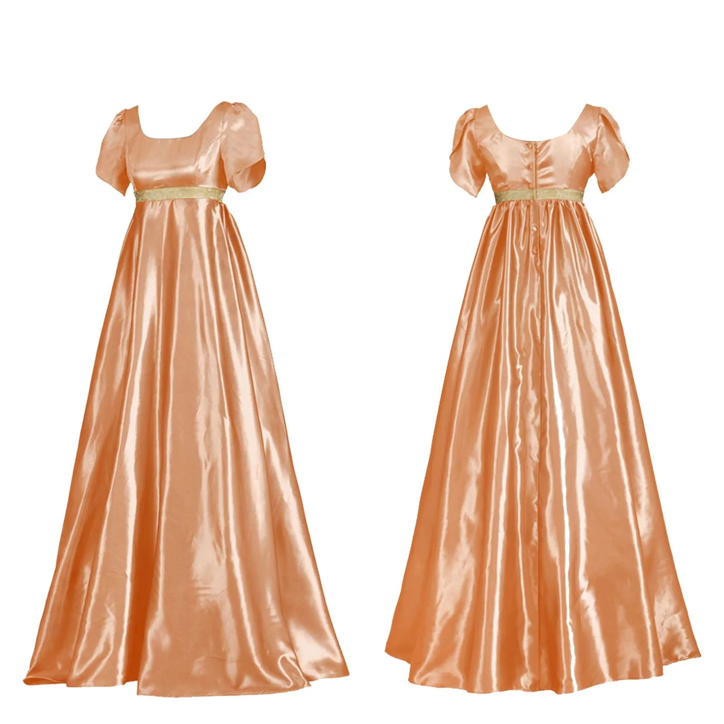 Medieval Vintage Satin Dress Short Sleeve High Waist Renaissance Dress