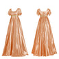 Medieval Vintage Satin Dress Short Sleeve High Waist Renaissance Dress