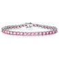 New In Solid 925 Sterling Silver 5MM Lab Pink Sapphire Gemstone Tennis Chain Bracelets