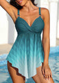 Women's Beachwear Draped Leaf Print Ladies Tankini Swimwear Swim Skirt Two Piece Bikini Set Beachwear S-6XL