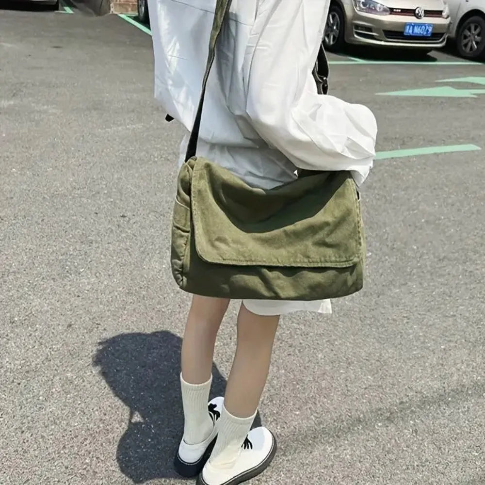Messenger Bag, Vintage Canvas Teenager Shoulder Tote