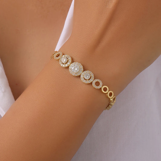 S925 Silver Moissanite Bracelet Full Pave Circular Design Fine Jewelry