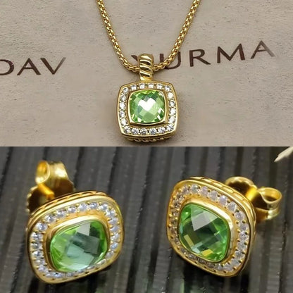 2025 New High-Quality Square Diamond Necklace and Earrings Set