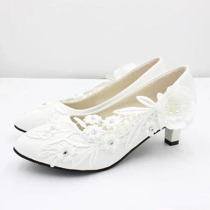 White Flower Pumps New Arrival Women's Shoes